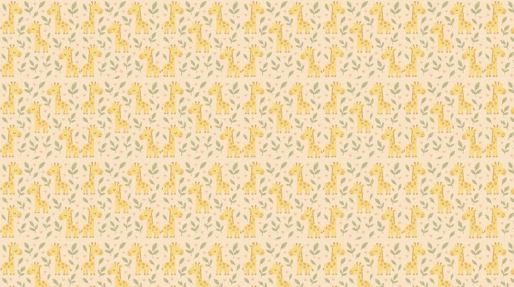 Detailed giraffe and foliage mural wallpaper design pattern by Kids-Mundo