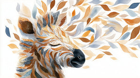 Detailed giraffe with floating leaves mural wallpaper design pattern by Kids-Mundo