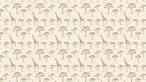 Detailed giraffe and acacia tree mural wallpaper design pattern in beige tones by Kids-Mundo