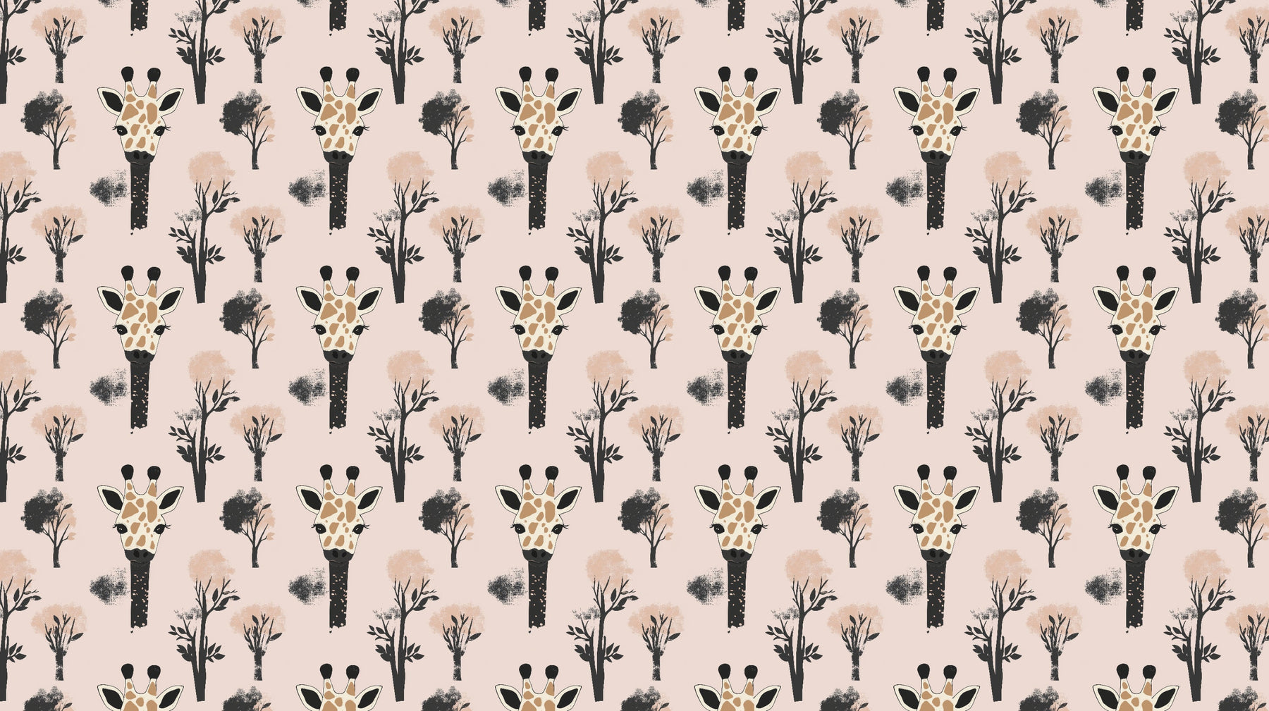 Detailed giraffe and tree safari mural wallpaper design pattern by Kids-Mundo