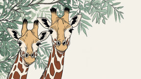 Detailed giraffe mural wallpaper design pattern showing two animals with foliage by Kids-Mundo