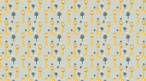 Detailed giraffe and trees mural wallpaper design pattern with yellow and gray tones by Kids-Mundo