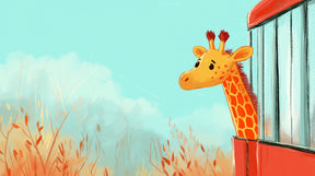 Detailed curious giraffe mural wallpaper design pattern with safari theme by Kids-Mundo