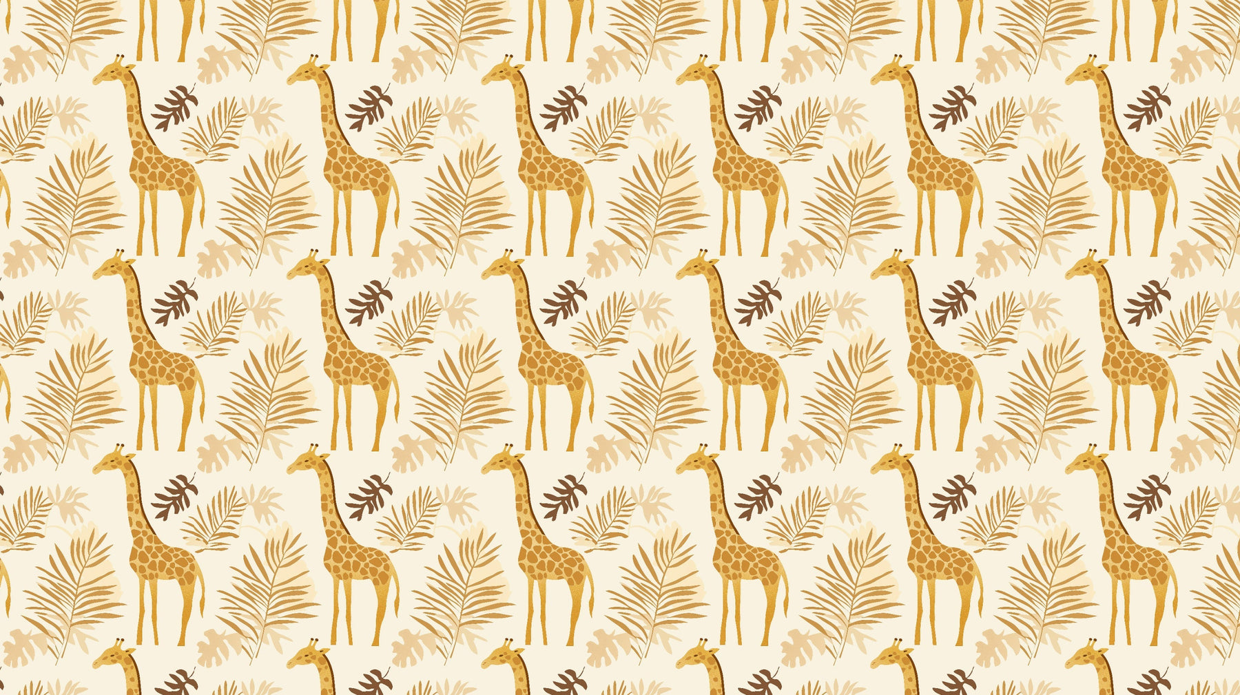 Detailed giraffe and tropical foliage mural wallpaper design pattern by Kids-Mundo