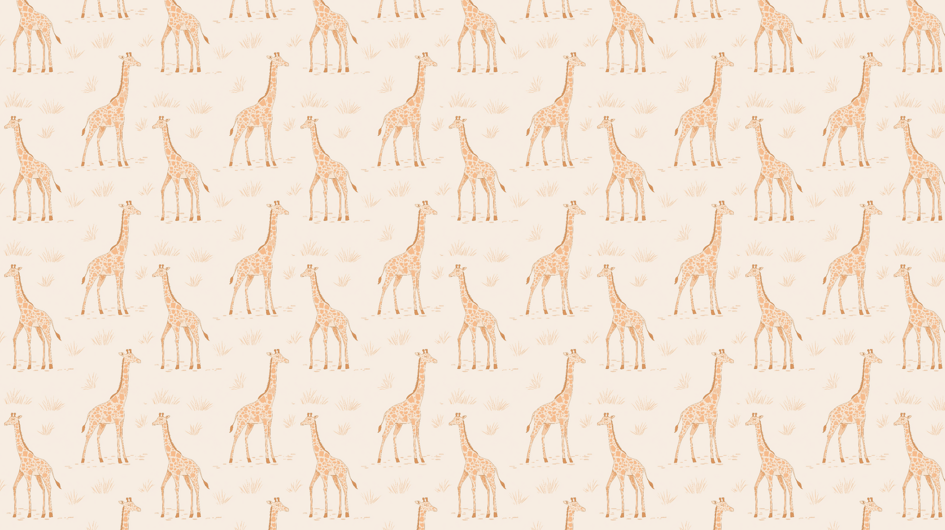 Kids-Mundo flat artwork of a repeating giraffe and calf pattern in warm tan tones on soft cream.