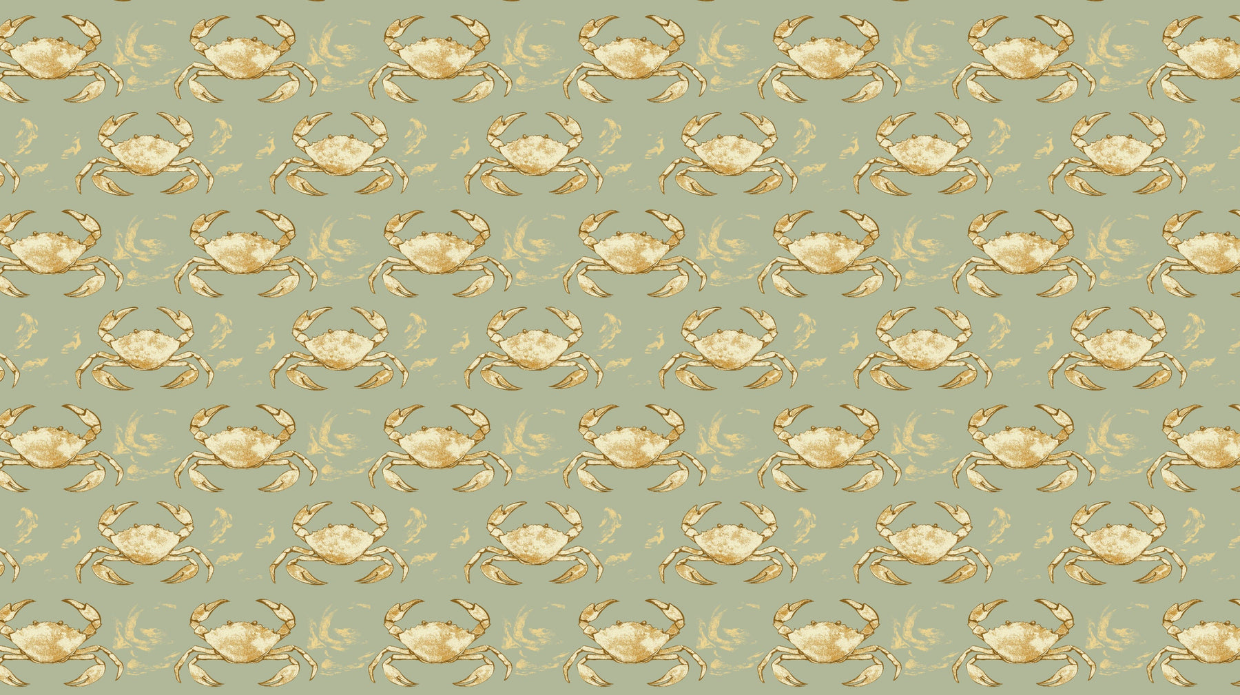 Detailed golden crab mural wallpaper design pattern showing marine motifs by Kids-Mundo