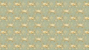 Detailed golden crab mural wallpaper design pattern showing marine motifs by Kids-Mundo
