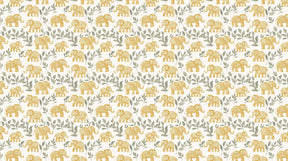 Detailed golden elephant and foliage mural wallpaper design pattern by Kids-Mundo