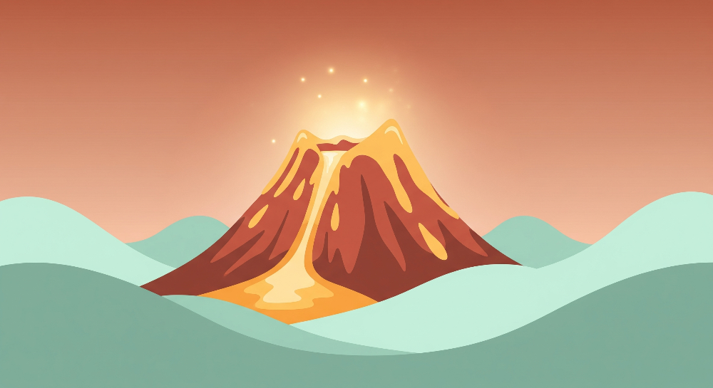 Golden Volcano and Rolling Hills Wall Mural