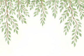 Detailed green leaves mural wallpaper design pattern showing delicate botanical foliage by Kids-Mundo