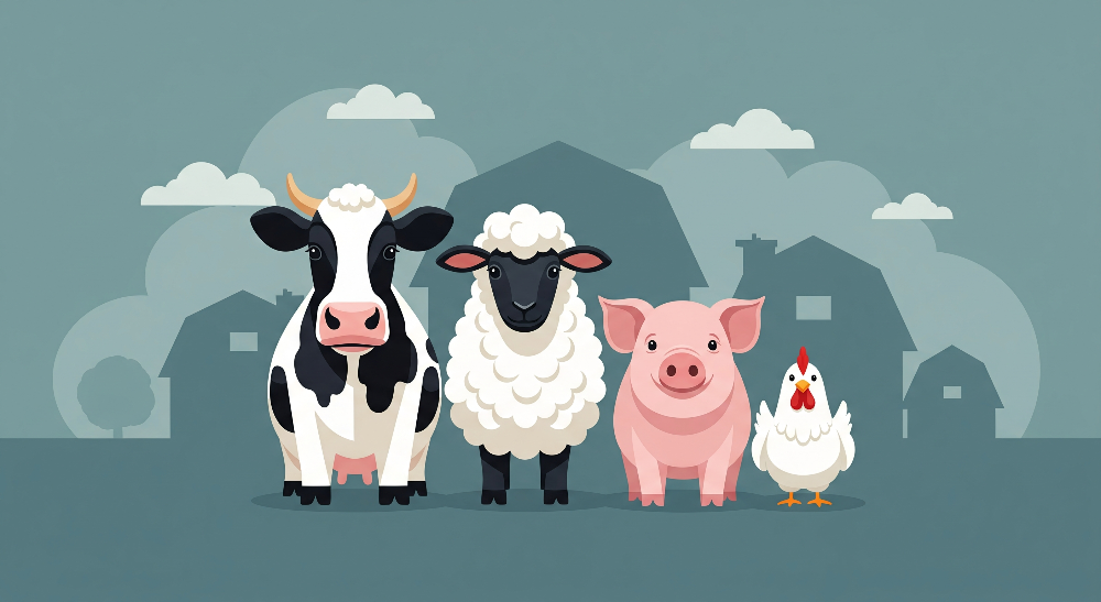 Happy Farm Animals Wall Mural