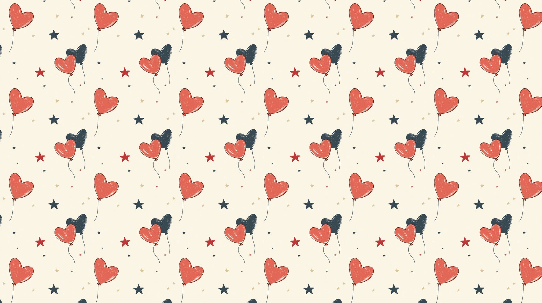 Detailed heart balloon and stars mural wallpaper design pattern by Kids-Mundo