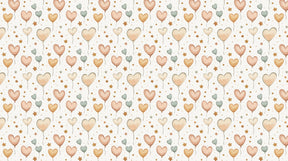 Detailed heart balloons and golden stars mural wallpaper design pattern by Kids-Mundo
