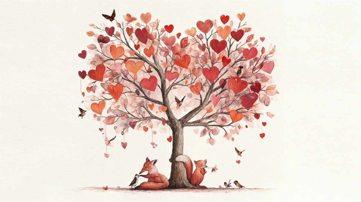 Heart Tree Fox and Squirrel Wall Mural