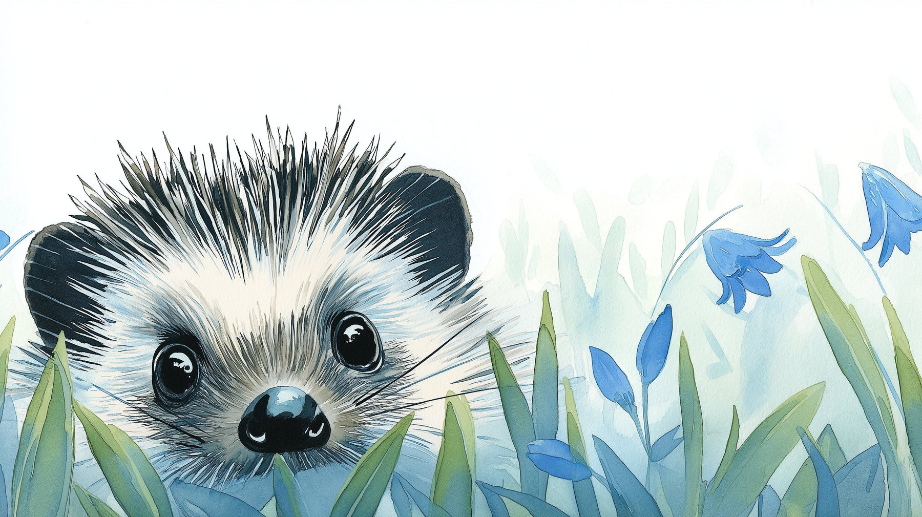 Detailed hedgehog in flowers mural wallpaper design pattern by Kids-Mundo