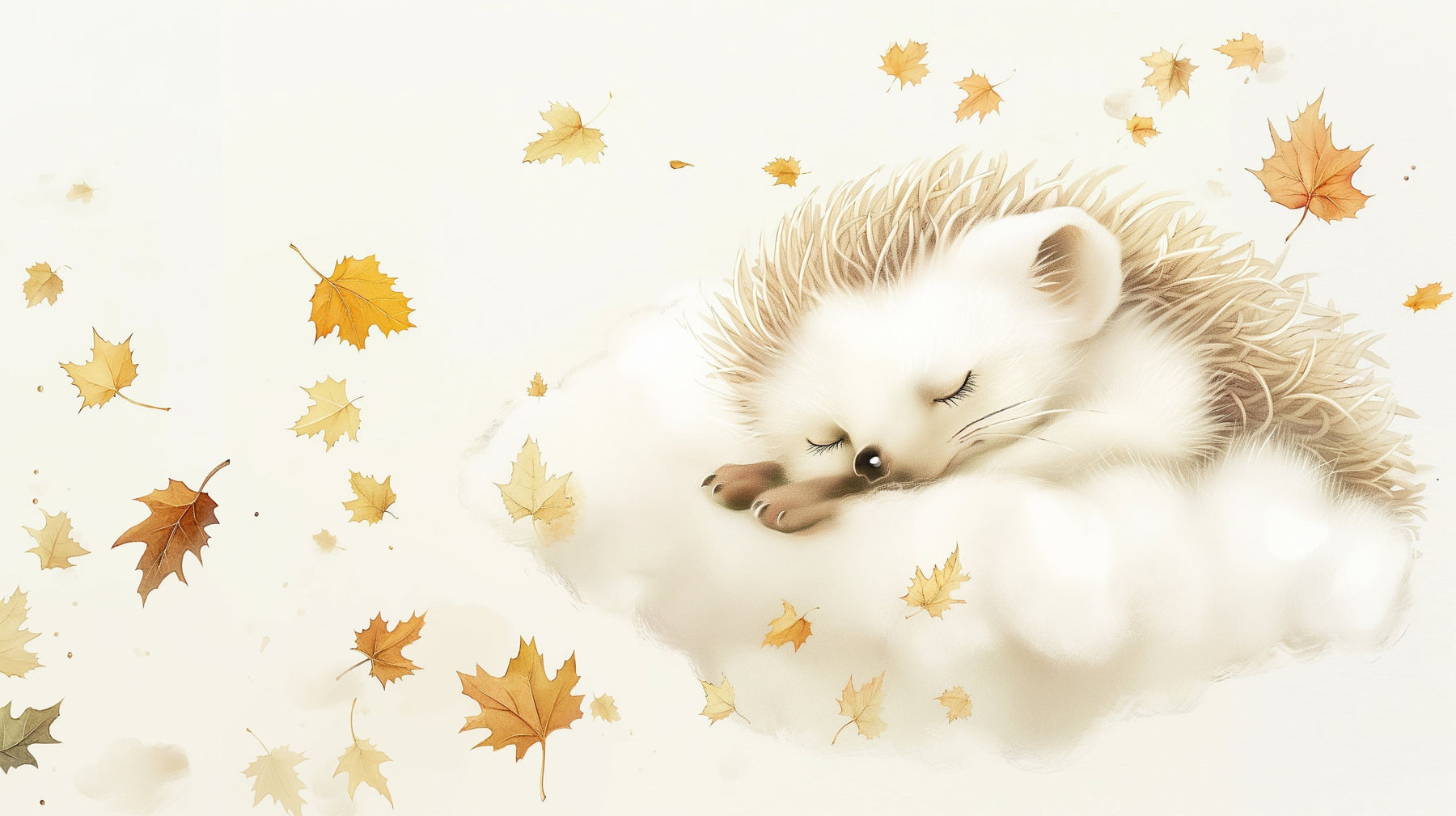 Detailed sleeping hedgehog on cloud mural wallpaper design pattern by Kids-Mundo