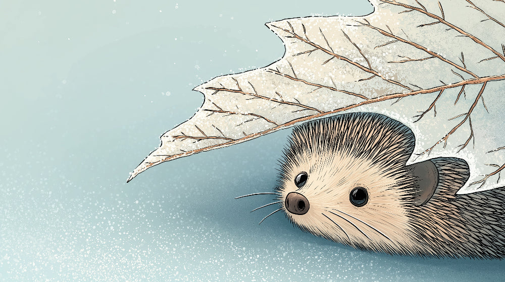 Detailed hedgehog under autumn leaf mural wallpaper design pattern by Kids-Mundo