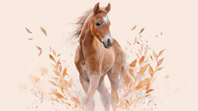 Detailed horse and leaves mural wallpaper design pattern by Kids-Mundo