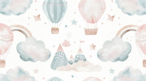 Detailed hot air balloon and clouds mural wallpaper design pattern by Kids-Mundo