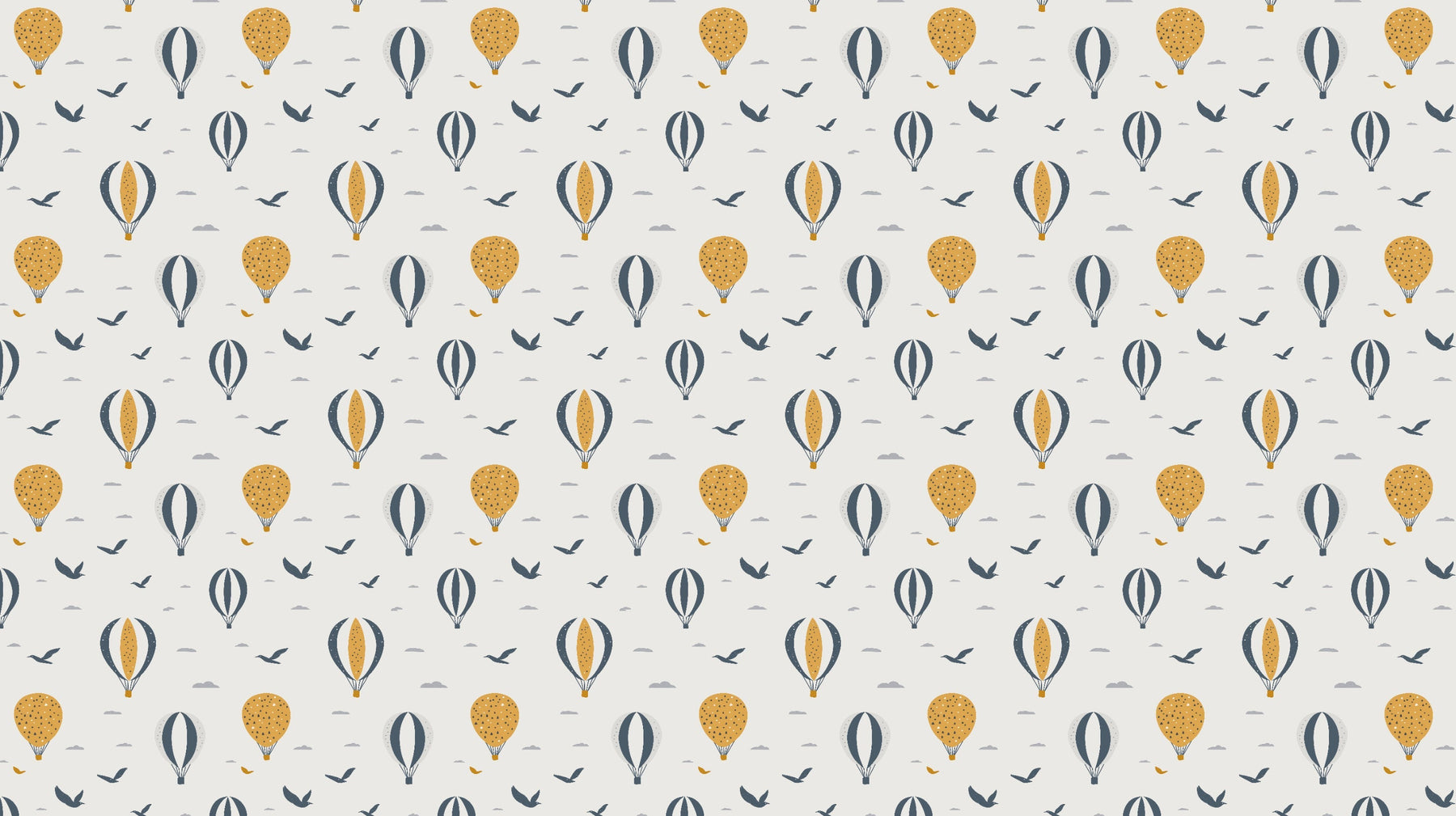 Detailed hot air balloon and birds mural wallpaper design pattern by Kids-Mundo