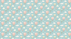 Detailed hot air balloon mural wallpaper design pattern with clouds and stars by Kids-Mundo