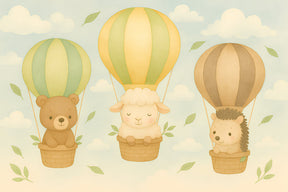 Detailed hot air balloon animals mural wallpaper design pattern by Kids-Mundo