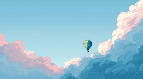 Detailed hot air balloon and clouds mural wallpaper design pattern by Kids-Mundo