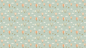 Detailed hot air balloon mural wallpaper design pattern with colorful balloons and clouds by Kids-Mundo