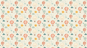Detailed hot air balloon mural wallpaper design pattern with smiling faces and clouds by Kids-Mundo