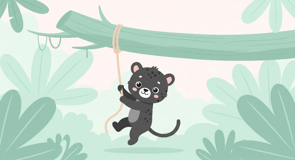 Detailed jaguar jungle mural wallpaper design pattern with botanical elements by Kids-Mundo