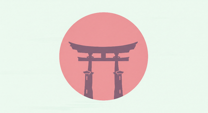 Flat artwork preview of the Kids-Mundo torii gate wall mural showing the silhouette on a mint background