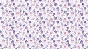 Detailed purple pink jellyfish mural wallpaper design pattern with smiling sea creatures by Kids-Mundo