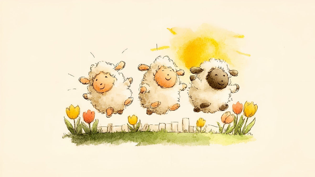 Jumping Watercolour Sheep Wall Mural
