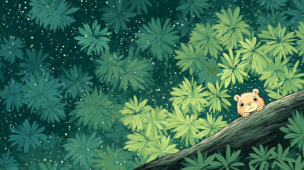 Detailed jungle animal mural wallpaper design pattern with tropical leaves by Kids-Mundo