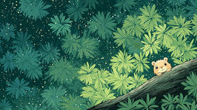 Detailed jungle animal mural wallpaper design pattern with tropical leaves by Kids-Mundo