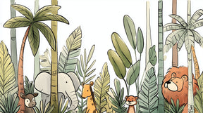 Detailed jungle animals mural wallpaper design pattern with safari creatures by Kids-Mundo