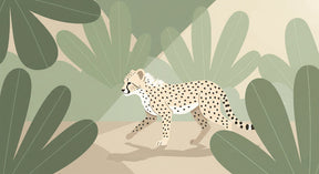 Detailed jungle leopard mural wallpaper design pattern with tropical foliage by Kids-Mundo
