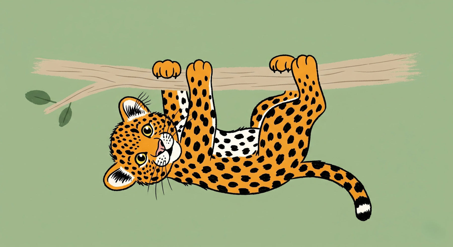 Detailed jungle leopard mural wallpaper design pattern showing playful safari animal by Kids-Mundo