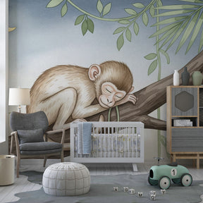 Safari animal mural wallpaper for children's playroom with jungle theme by Kids-Mundo