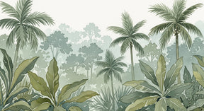 Detailed tropical jungle mural wallpaper design pattern with lush foliage by Kids-Mundo