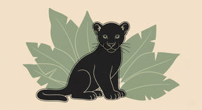 Detailed jungle puma mural wallpaper design pattern with tropical leaves by Kids-Mundo