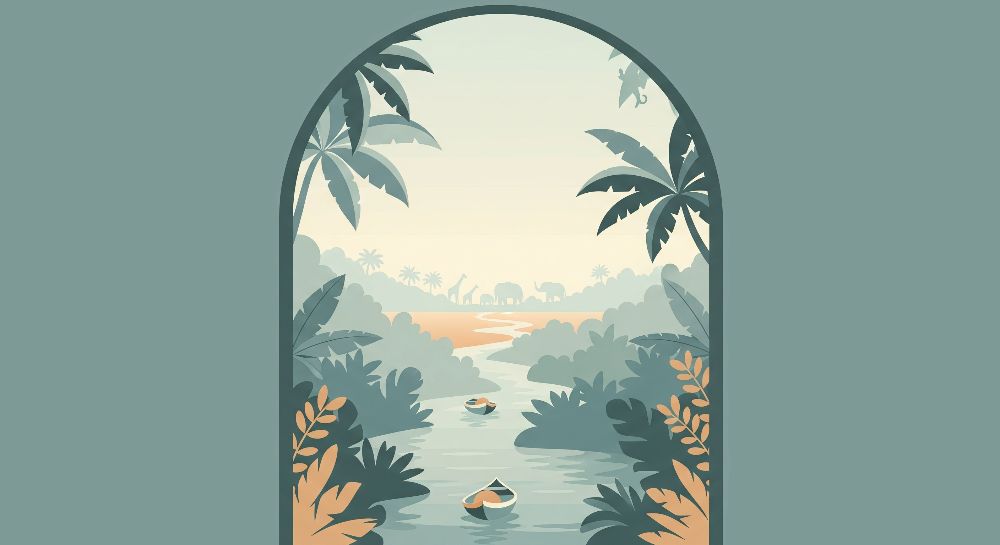 Tropical Jungle River Arch Wall Mural