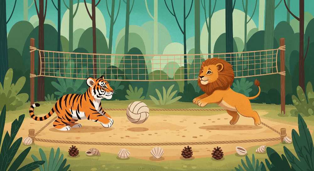 Jungle Tiger and Lion Volleyball Wall Mural