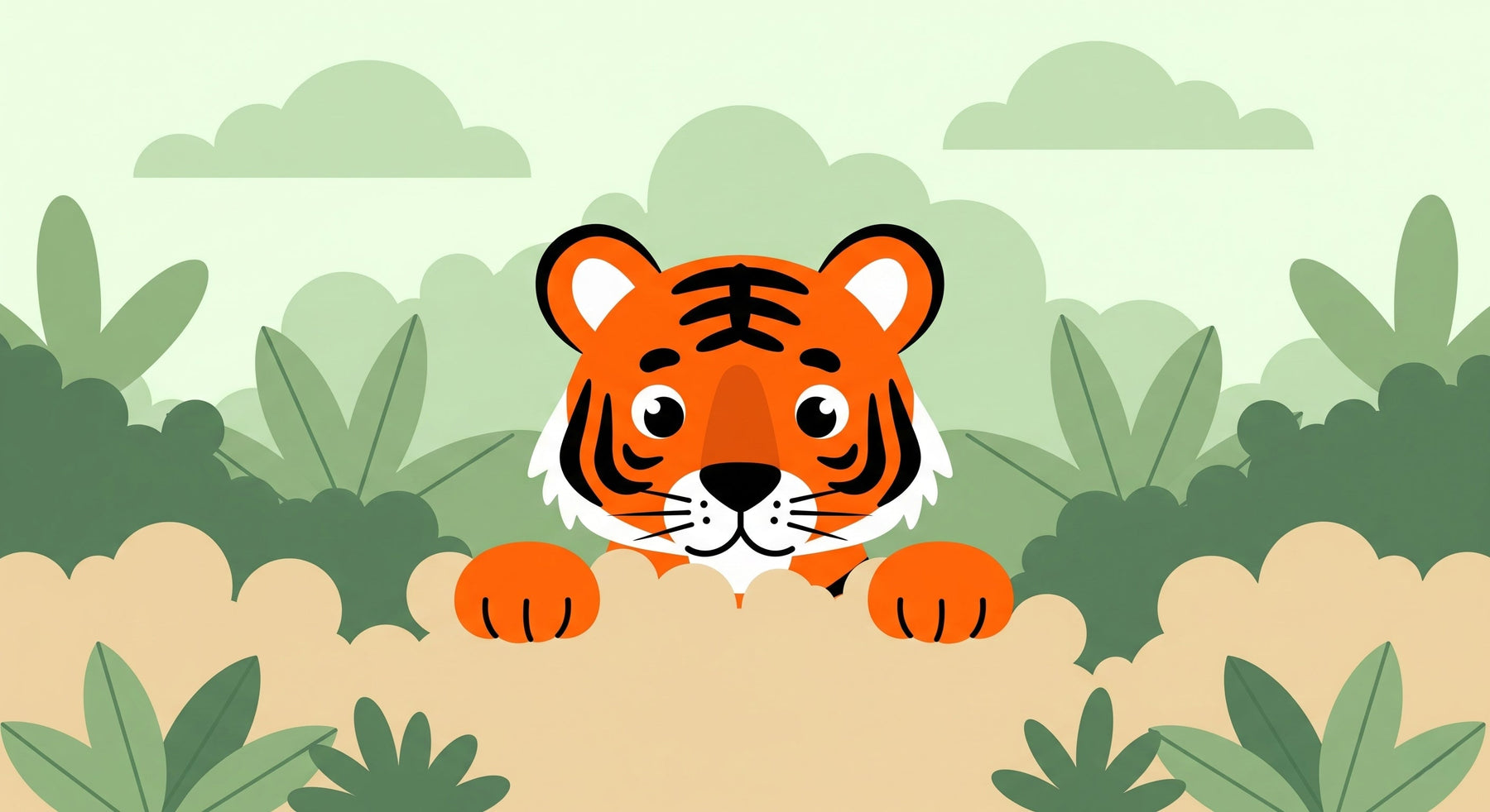 Detailed jungle tiger mural wallpaper design pattern with tropical foliage by Kids-Mundo