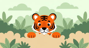 Detailed jungle tiger mural wallpaper design pattern with tropical foliage by Kids-Mundo