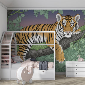 Majestic tiger jungle wallpaper transforming kids room into safari adventure by Kids-Mundo