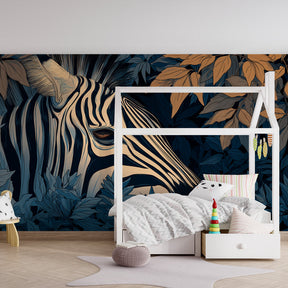 Hidden zebra jungle wallpaper for kids playroom creating wild adventure learning environment