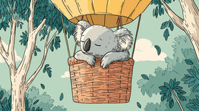 Detailed koala hot air balloon mural wallpaper design pattern by Kids-Mundo