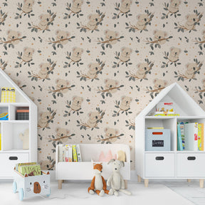 Adorable koala wallpaper transforming children's bedroom with gentle animal theme