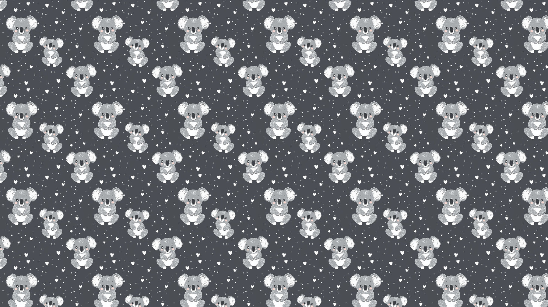 Detailed koala mural wallpaper design pattern showing adorable marsupials on gray background by Kids-Mundo
